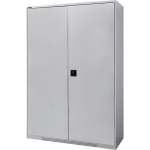 Schäfer Shop Genius Flügeltürschrank FS, 5 OH, abschließbar, 4 Fachböden, bis 450 kg, B 1343 mm, Stahl, weißaluminium RAL 9006/weißaluminium RAL 9006