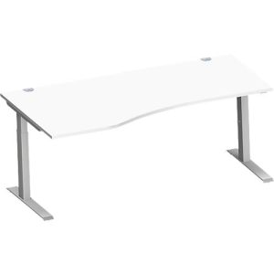 Schäfer Shop Genius Freiformschreibtisch MODENA FLEX, C-Fuß-Rechteckrohr, B 1800 mm, Ansatz links, weiß/weißalu Schäfer Shop Genius Freiformschreibtisch MODENA FLEX, C-Fuß-Rechteckrohr, B 1800 mm, Ansatz links, weiß/weißalu