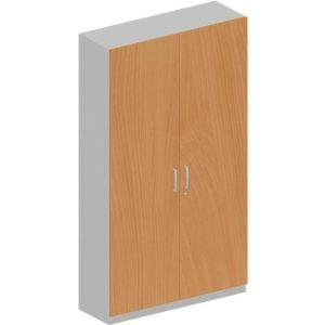 Schäfer Shop Genius Garderobenschrank TETRIS SOLID, 5 Ordnerhöhen, 1 Fachboden, Kleiderstange, abschließbar, B 1200 x T 412 x H 2143 mm, weißalu/Buche
