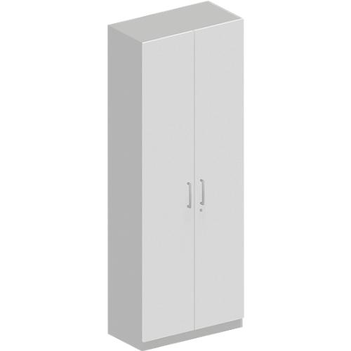 Schäfer Shop Genius Garderobenschrank TETRIS SOLID, 6 Ordnerhöhen, 1 Fachboden, Kleiderstange, abschließbar, B 800 x T 412 x H 2239 mm, weißalu/weiß