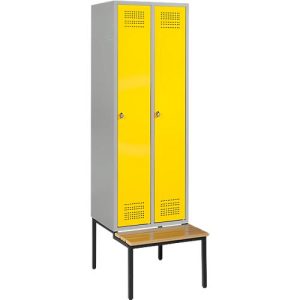 Schäfer Shop Genius Kleiderspind mit Sitzbank, 2 Abteile, Sicherheitsdrehriegelverschluss, weißaluminium/gelb Schäfer Shop Genius Kleiderspind mit Sitzbank, 2 Abteile, Sicherheitsdrehriegelverschluss, weißaluminium/gelb