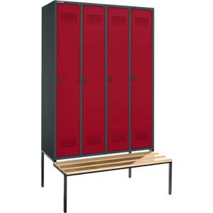 Schäfer Shop Genius Kleiderspind mit Sitzbank, 4 Abteile, Sicherheitsdrehriegelverschluss, anthrazit/rot Schäfer Shop Genius Kleiderspind mit Sitzbank, 4 Abteile, Sicherheitsdrehriegelverschluss, anthrazit/rot
