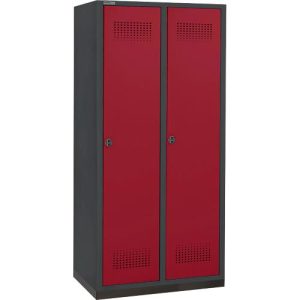 Schäfer Shop Genius Kleiderspind mit Sockel, 2 Abteile, 400 mm Abteilbreite, Sicherheitsdrehriegelverschluss, anthrazit/rubinrot Schäfer Shop Genius Kleiderspind mit Sockel, 2 Abteile, 400 mm Abteilbreite, Sicherheitsdrehriegelverschluss, anthrazit/rubinrot