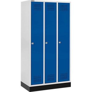 Schäfer Shop Genius Kleiderspind mit Sockel, 3 Abteile, Zylinderschloss, lichtgrau/enzianblau Schäfer Shop Genius Kleiderspind mit Sockel, 3 Abteile, Zylinderschloss, lichtgrau/enzianblau