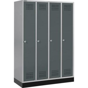 Schäfer Shop Genius Kleiderspind mit Sockel, 4 Abteile, Zylinderschloss, weißaluminium/anthrazit Schäfer Shop Genius Kleiderspind mit Sockel, 4 Abteile, Zylinderschloss, weißaluminium/anthrazit