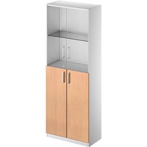 Schäfer Shop Genius Kombischrank TETRIS SOLID, 5 OH, Glas- und Flügeltüren, B 800 mm, abschließbar