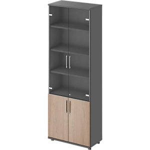 Schäfer Shop Genius Kombischrank TETRIS WOOD, 6 OH, H 2270 mm Glas- und Flügeltüren, Höhe inkl. Gleiter, graphit/Eiche Schäfer Shop Genius Kombischrank TETRIS WOOD, 6 OH, H 2270 mm Glas- und Flügeltüren, Höhe inkl. Gleiter, graphit/Eiche