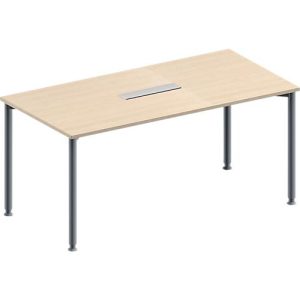 Schäfer Shop Genius Konferenztisch, 6-fach Tischanschlussfeld, Rechteck, 4-Fuß Rundrohr, B 1600 x T 800 x H 720-840 mm, Ahorn/weißaluminium RAL 9006 Schäfer Shop Genius Konferenztisch, 6-fach Tischanschlussfeld, Rechteck, 4-Fuß Rundrohr, B 1600 x T 800 x H 720-840 mm, Ahorn/weißaluminium RAL 9006