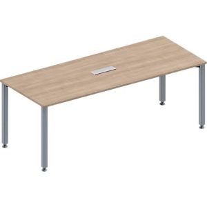 Schäfer Shop Genius Konferenztisch MODENA FLEX, 3-fach Anschluss, Rechteck, 4-Fuß Quadratrohr, B 2000 x T 800 x H 720-840 mm, Eiche-Dekor/weißalu Schäfer Shop Genius Konferenztisch MODENA FLEX, 3-fach Anschluss, Rechteck, 4-Fuß Quadratrohr, B 2000 x T 800 x H 720-840 mm, Eiche-Dekor/weißalu