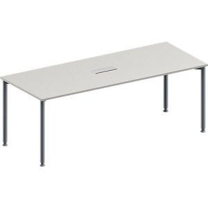 Schäfer Shop Genius Konferenztisch MODENA FLEX, 3-fach Anschluss, Rechteck, 4-Fuß Rundrohr, B 2000 x T 800 x H 720-840 mm, lichtgrau/weißalu Schäfer Shop Genius Konferenztisch MODENA FLEX, 3-fach Anschluss, Rechteck, 4-Fuß Rundrohr, B 2000 x T 800 x H 720-840 mm, lichtgrau/weißalu