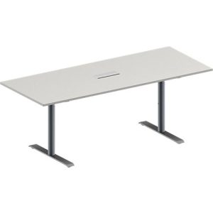 Schäfer Shop Genius Konferenztisch MODENA FLEX, 3-fach Anschluss, Rechteck, T-Fuß Rundrohr, B 2000 x T 800 x H 650-850 mm, lichtgrau/weißalu Schäfer Shop Genius Konferenztisch MODENA FLEX, 3-fach Anschluss, Rechteck, T-Fuß Rundrohr, B 2000 x T 800 x H 650-850 mm, lichtgrau/weißalu