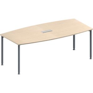 Schäfer Shop Genius Konferenztisch MODENA FLEX, 3-fach Tischanschlussfeld, Boot, 4-Fuß Rundrohr, B 2000 x H 720-840 mm, Ahorn/weißaluminium RAL 9006 Schäfer Shop Genius Konferenztisch MODENA FLEX, 3-fach Tischanschlussfeld, Boot, 4-Fuß Rundrohr, B 2000 x H 720-840 mm, Ahorn/weißaluminium RAL 9006