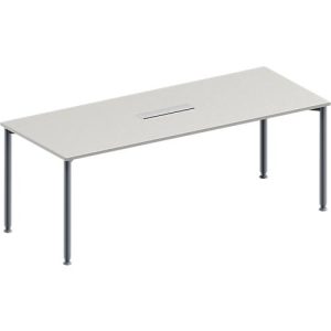 Schäfer Shop Genius Konferenztisch MODENA FLEX, 6-fach Anschluss, Rechteck, 4-Fuß Rundrohr, B 2000 x T 800 x H 720-840 mm, lichtgrau/weißalu Schäfer Shop Genius Konferenztisch MODENA FLEX, 6-fach Anschluss, Rechteck, 4-Fuß Rundrohr, B 2000 x T 800 x H 720-840 mm, lichtgrau/weißalu