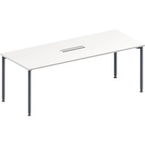 Schäfer Shop Genius Konferenztisch MODENA FLEX, 6-fach Anschluss, Rechteck, 4-Fuß Rundrohr, B 2000 x T 800 x H 720-840 mm, weiß/weißalu Schäfer Shop Genius Konferenztisch MODENA FLEX, 6-fach Anschluss, Rechteck, 4-Fuß Rundrohr, B 2000 x T 800 x H 720-840 mm, weiß/weißalu