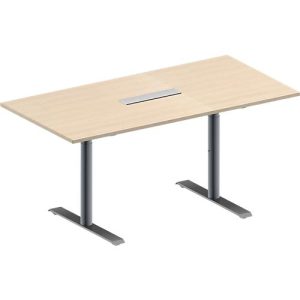 Schäfer Shop Genius Konferenztisch MODENA FLEX, 6-fach Anschluss, Rechteck, T-Fuß Rundrohr, B 1600 x T 800 x H 650-850 mm, Ahorn/weißalu Schäfer Shop Genius Konferenztisch MODENA FLEX, 6-fach Anschluss, Rechteck, T-Fuß Rundrohr, B 1600 x T 800 x H 650-850 mm, Ahorn/weißalu