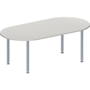 Schäfer Shop Genius Konferenztisch MODENA FLEX, Oval, 4-Fuß Rundrohr, B 2000 x T 1000 x H 720-840 mm, lichtgrau/weißaluminium RAL 9006