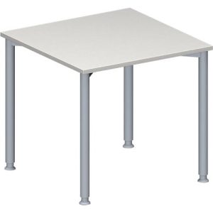 Schäfer Shop Genius Konferenztisch MODENA FLEX, Quadrat, 4-Fuß Rundrohr, B 800 x T 800 x H 720-840 mm, lichtgrau/weißaluminium RAL 9006 Schäfer Shop Genius Konferenztisch MODENA FLEX, Quadrat, 4-Fuß Rundrohr, B 800 x T 800 x H 720-840 mm, lichtgrau/weißaluminium RAL 9006