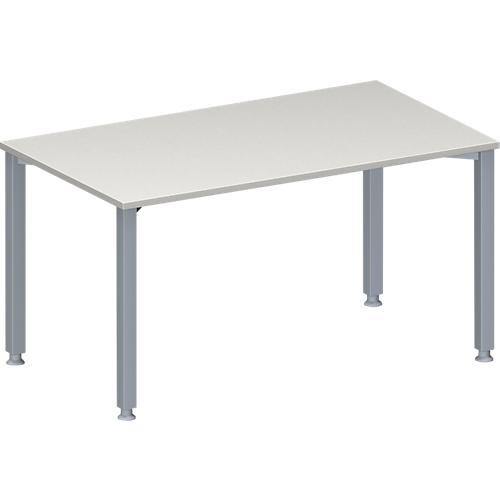 Schäfer Shop Genius Konferenztisch MODENA FLEX, Rechteck, 4-Fuß Quadratrohr, B 1400 x T 800 x H 720-840 mm, lichtgrau/weißaluminium RAL 9006