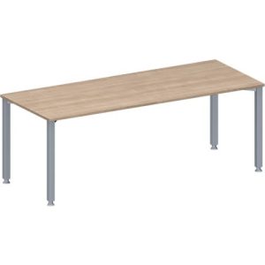 Schäfer Shop Genius Konferenztisch MODENA FLEX, Rechteck, 4-Fuß Quadratrohr, B 2000 x T 800 x H 720-840 mm, Eiche-Dekor/weißaluminium RAL 9006