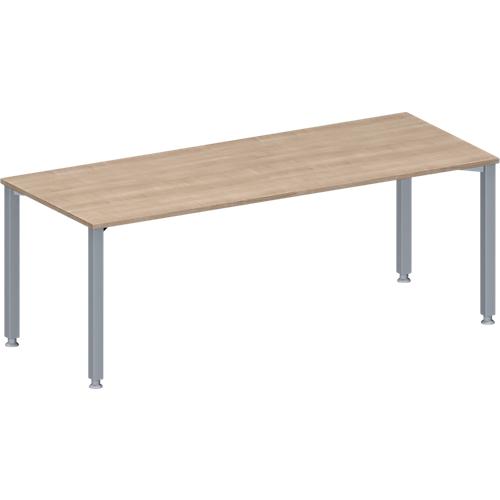 Schäfer Shop Genius Konferenztisch MODENA FLEX, Rechteck, 4-Fuß Quadratrohr, B 2000 x T 800 x H 720-840 mm, Eiche-Dekor/weißaluminium RAL 9006