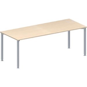 Schäfer Shop Genius Konferenztisch MODENA FLEX, Rechteck, 4-Fuß Rundrohr, B 2000 x T 800 x H 720-840 mm, Ahorn/weißaluminium RAL 9006