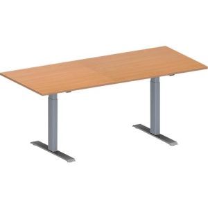 Schäfer Shop Genius Konferenztisch MODENA FLEX, Rechteck, T-Fuß Rechteckrohr, B 1800 x T 800 x H 650-850 mm, Buche/weißaluminium RAL 9006 Schäfer Shop Genius Konferenztisch MODENA FLEX, Rechteck, T-Fuß Rechteckrohr, B 1800 x T 800 x H 650-850 mm, Buche/weißaluminium RAL 9006