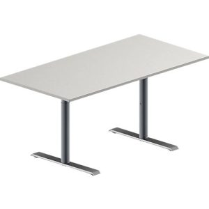 Schäfer Shop Genius Konferenztisch MODENA FLEX, Rechteck, T-Fuß Rundrohr, B 1600 x T 800 x H 650-850 mm, lichtgrau/weißaluminium RAL 9006