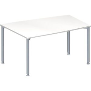 Schäfer Shop Genius Konferenztisch MODENA FLEX, Tonne, 4-Fuß Rundrohr, B 1400 x T 1000 x H 720-840 mm, weiß/weißaluminium RAL 9006 Schäfer Shop Genius Konferenztisch MODENA FLEX, Tonne, 4-Fuß Rundrohr, B 1400 x T 1000 x H 720-840 mm, weiß/weißaluminium RAL 9006