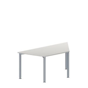 Schäfer Shop Genius Konferenztisch MODENA FLEX, Trapez, 4-Fuß Rundrohr, B 1600 x T 800 x H 720-840 mm, lichtgrau/weißaluminium RAL 9006 Schäfer Shop Genius Konferenztisch MODENA FLEX, Trapez, 4-Fuß Rundrohr, B 1600 x T 800 x H 720-840 mm, lichtgrau/weißaluminium RAL 9006