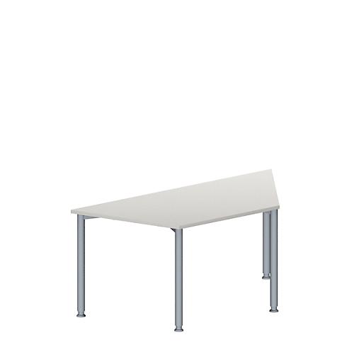 Schäfer Shop Genius Konferenztisch MODENA FLEX, Trapez, 4-Fuß Rundrohr, B 1600 x T 800 x H 720-840 mm, lichtgrau/weißaluminium RAL 9006