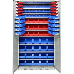 Schäfer Shop Genius Magazinschrank, mit Sichtlagerkästen, B 1055 x T 520 x H 1950 mm, lichtgrau