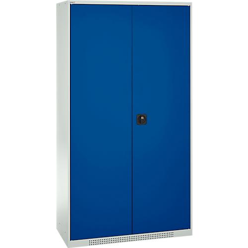 Schäfer Shop Genius Materialschrank FS, 5 OH, abschließbar, Lochrasterwände/3 Fachböden, bis 450 kg, B 1055 x T 520 x H 1950 mm, lichtgrau/enzianblau