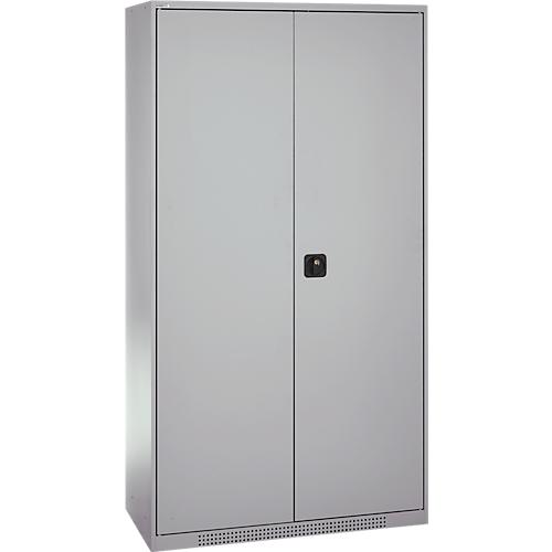 Schäfer Shop Genius Materialschrank FS, 5 OH, abschließbar, Lochrasterwände/3 Fachböden, bis 450 kg, B 1055 x T 520 x H 1950 mm, weißalu/weißalu