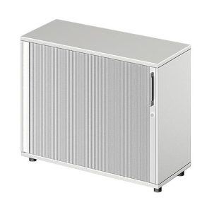 Schäfer Shop Genius Querrollladenschrank TETRIS WOOD, 2 OH, B 1000 mm, Höhe inkl. Gleiter, lichtgrau