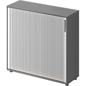 Schäfer Shop Genius Querrollladenschrank TETRIS WOOD, 3 OH, B 1200 mm, Höhe inkl. Gleiter, graphit