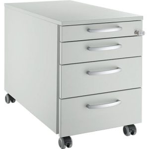 Schäfer Shop Genius Rollcontainer 1233, mit Griff rund, B 435 x H 577 mm, lichtgrau/lichtgrau/lichtgrau