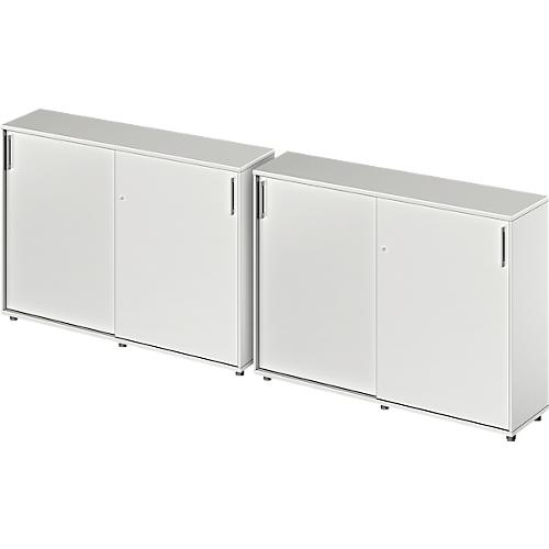 Schäfer Shop Genius Schiebetürenschrank TETRIS WOOD, inkl. Gleiter, B 1200 x T 421 x H 1110 mm (3 OH), lichtgrau, 2 Stück