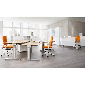 Schäfer Shop Genius Schreibtisch 135° Planova Ergostyle , Ansatz links, man. höheneinstellbar, B 2165 x T 800 mm , Ahorn-Dekor/weißalu Schäfer Shop Genius Schreibtisch 135° Planova Ergostyle , Ansatz links, man. höheneinstellbar, B 2165 x T 800 mm , Ahorn-Dekor/weißalu