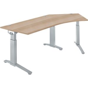 Schäfer Shop Genius Schreibtisch 135° Planova Ergostyle , Ansatz rechts, man. höheneinstellbar, B 2165 x T 800 mm , Eiche/weißalu