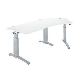 Schäfer Shop Genius Schreibtisch 135° Planova Ergostyle , Ansatz rechts, man. höheneinstellbar, B 2165 x T 800 mm , weiß/weißalu