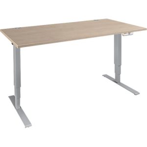 Schäfer Shop Genius Schreibtisch AERO FLEX, elektrisch höhenverstellbar, Rechteck, C-Fuß, B 1200 x T 800 x H 700-1200 mm, Eiche/weißalu + Memorypanel