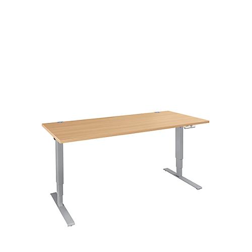 Schäfer Shop Genius Schreibtisch AERO FLEX, elektrisch höhenverstellbar, Rechteck, C-Fuß, B 1800 x T 800 x H 700-1200 mm, Buche/weißalu