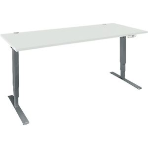 Schäfer Shop Genius Schreibtisch AERO FLEX, elektrisch höhenverstellbar, Rechteck, T-Fuß, B 1600 mm, lichtgrau/anthrazit + Memorypanel
