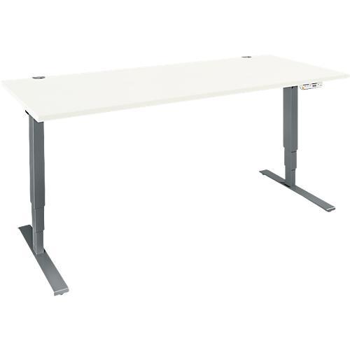 Schäfer Shop Genius Schreibtisch AERO FLEX, elektrisch höhenverstellbar, Rechteck, T-Fuß, B 1600 mm, weiß/antharzit + Memorypanel