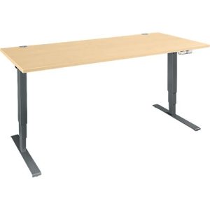 Schäfer Shop Genius Schreibtisch AERO FLEX, elektrisch höhenverstellbar, Rechteck, T-Fuß, B 1800 mm, Ahorn/anthrazit + Memorypanel