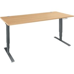Schäfer Shop Genius Schreibtisch AERO FLEX, elektrisch höhenverstellbar, Rechteck, T-Fuß, B 1800 mm, Buche/anthrazit + Memorypanel