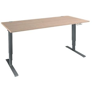 Schäfer Shop Genius Schreibtisch AERO FLEX, elektrisch höhenverstellbar, Rechteck, T-Fuß, B 1800 mm, Eiche/anthrazit + Memorypanel
