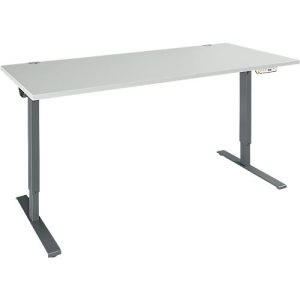 Schäfer Shop Genius Schreibtisch AERO FLEX, elektrisch höhenverstellbar, Rechteck, T-Fuß, B 1800 mm, lichtgrau/anthrazit + Memorypanel