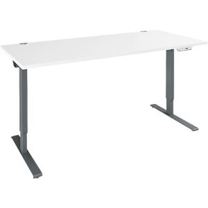 Schäfer Shop Genius Schreibtisch AERO FLEX, elektrisch höhenverstellbar, Rechteck, T-Fuß, B 1800 mm, weiß/antharzit + Memorypanel