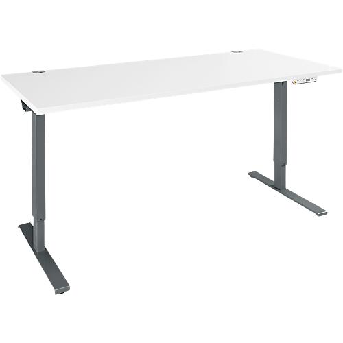 Schäfer Shop Genius Schreibtisch AERO FLEX, elektrisch höhenverstellbar, Rechteck, T-Fuß, B 1800 mm, weiß/antharzit + Memorypanel
